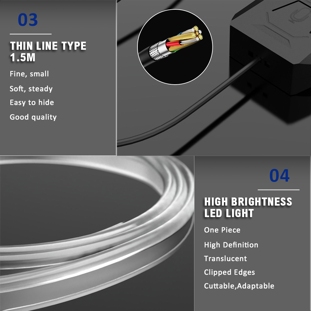 1 EN 3 Tira de luces LED RGB p - Led Ambient Interior Car Lights App Control reseña y precio
